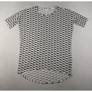 LuLaRoe Women's Top Irma Tunic T-Shirt Black & White Unicorn Print Size XXS